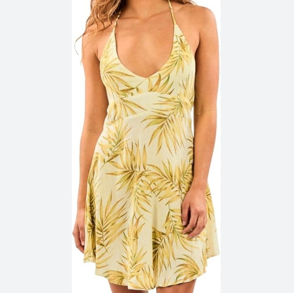 Rip Curl Montego Palm Tropical Print Spring Summer XL Dress Spaghetti Straps EUC - Picture 6 of 13